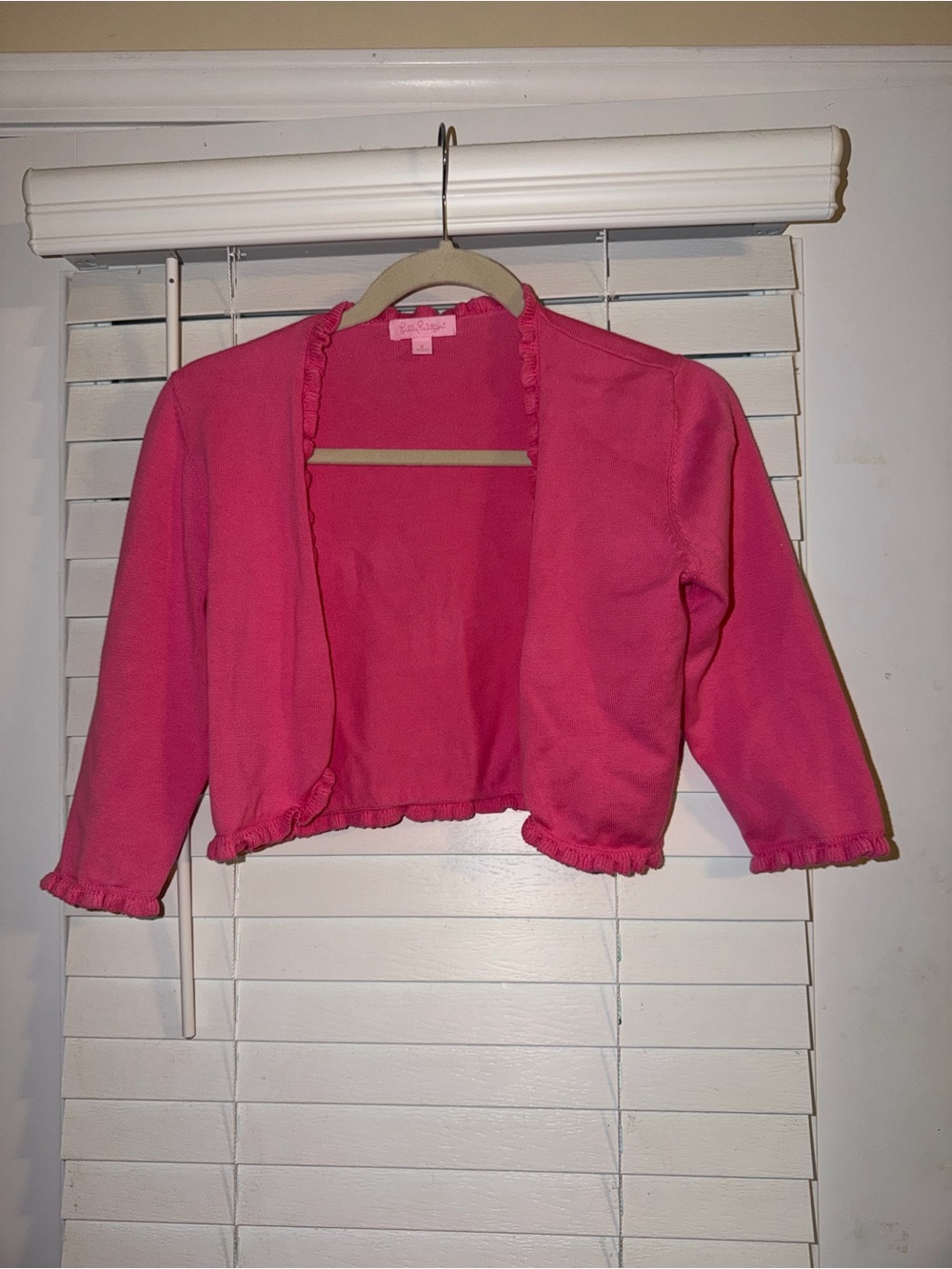 Lilly Pulitzer Pink Ruffle-Trim Cropped Cardigan